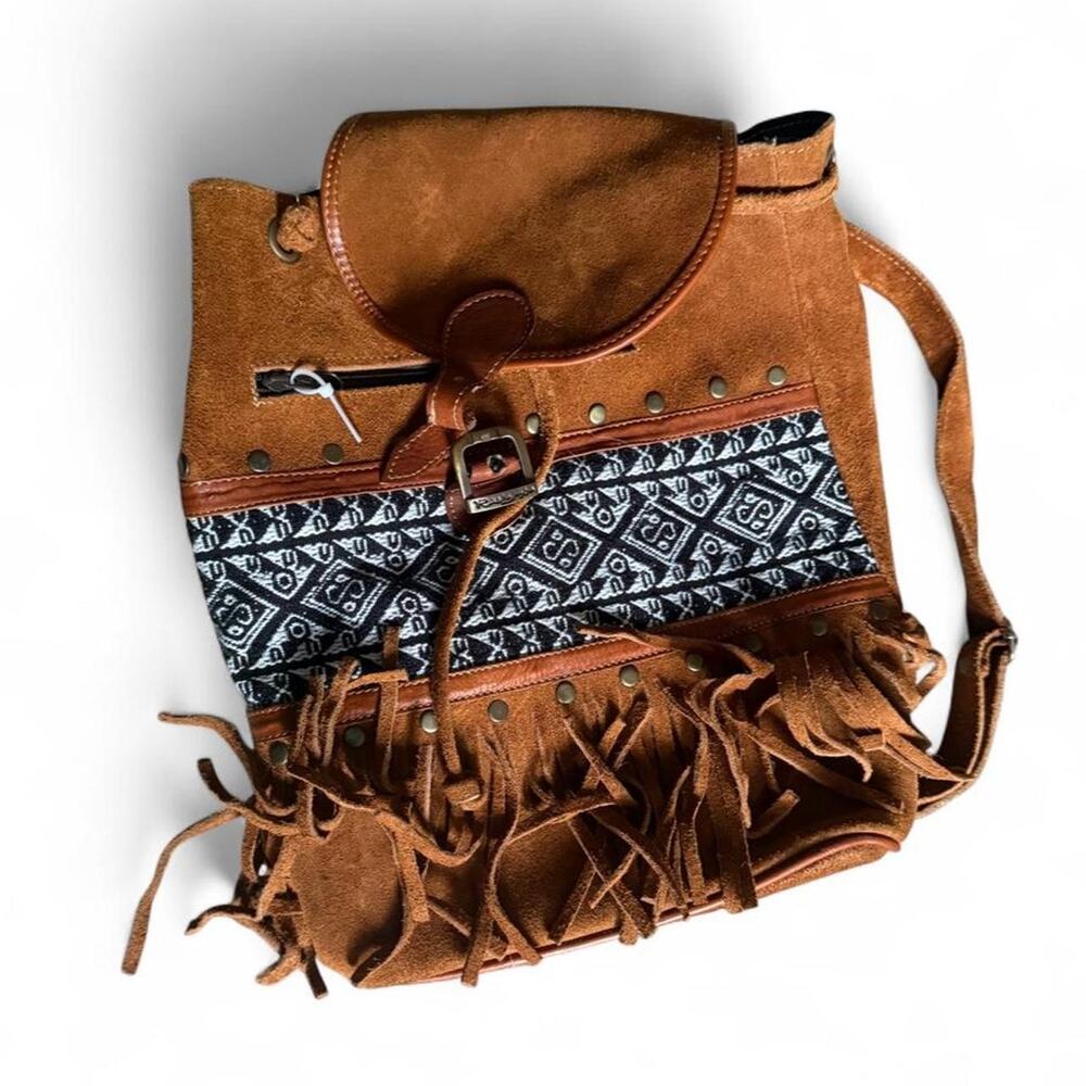 Brown suede 70s vintage worn